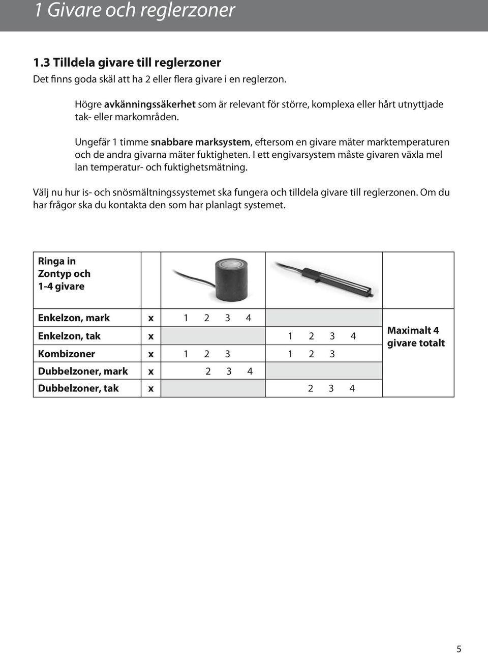 Ungefär 1 timme snabbare marksystem, eftersom en givare mäter marktemperaturen och de andra givarna mäter fuktigheten.