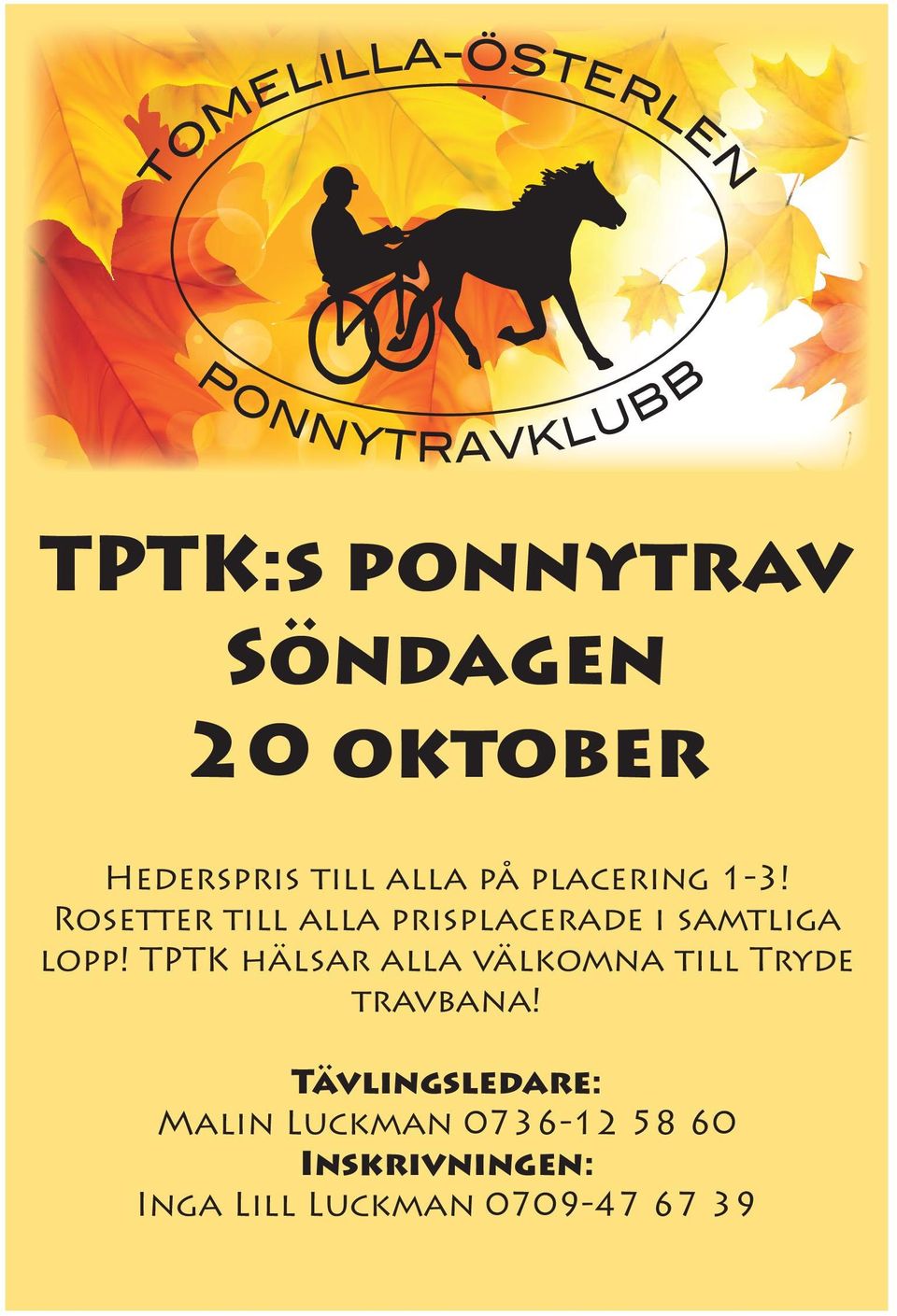 TPTK hälsar alla välkomna till Tryde travbana!