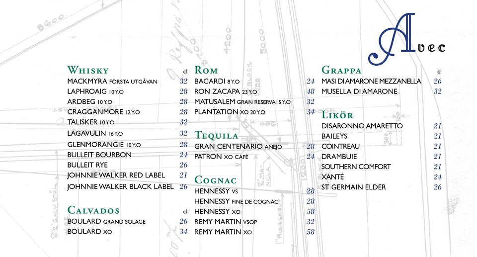 O 24 RON ZACAPA 23 Y.O 48 matusalem gran reserva15 Y.O 32 plantation xo 20 Y.