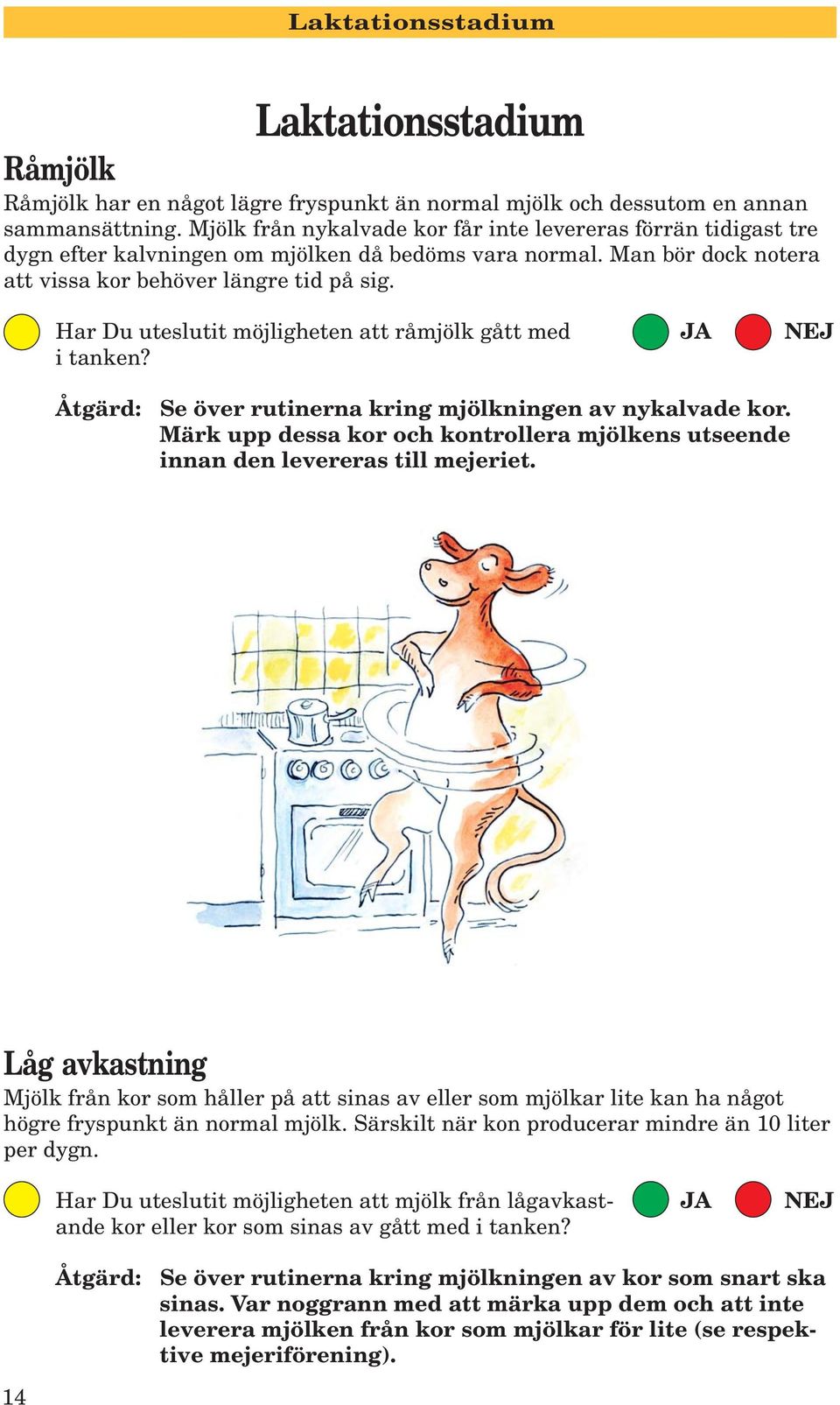 Har Du uteslutit möjligheten att råmjölk gått med JA NEJ i tanken? Se över rutinerna kring mjölkningen av nykalvade kor.