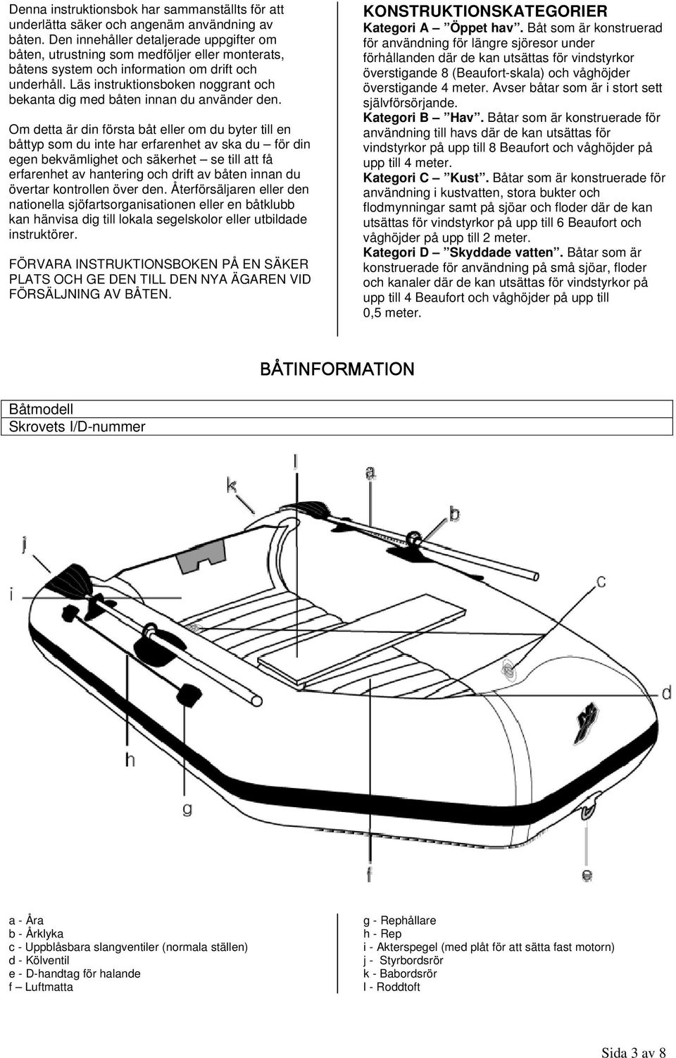 Läs instruktionsboken noggrant och bekanta dig med båten innan du använder den.