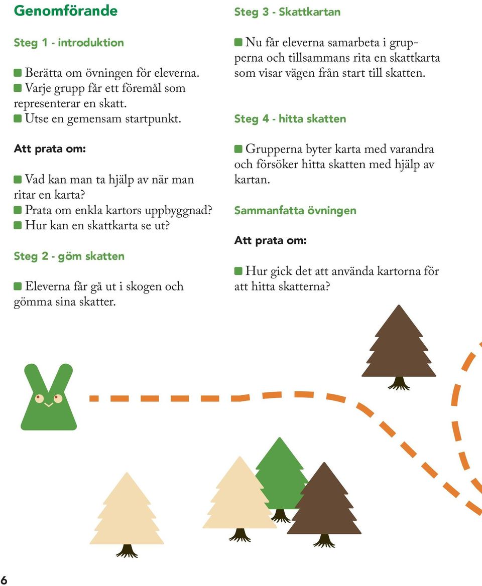 Steg 2 - göm skatten Eleverna får gå ut i skogen och gömma sina skatter.