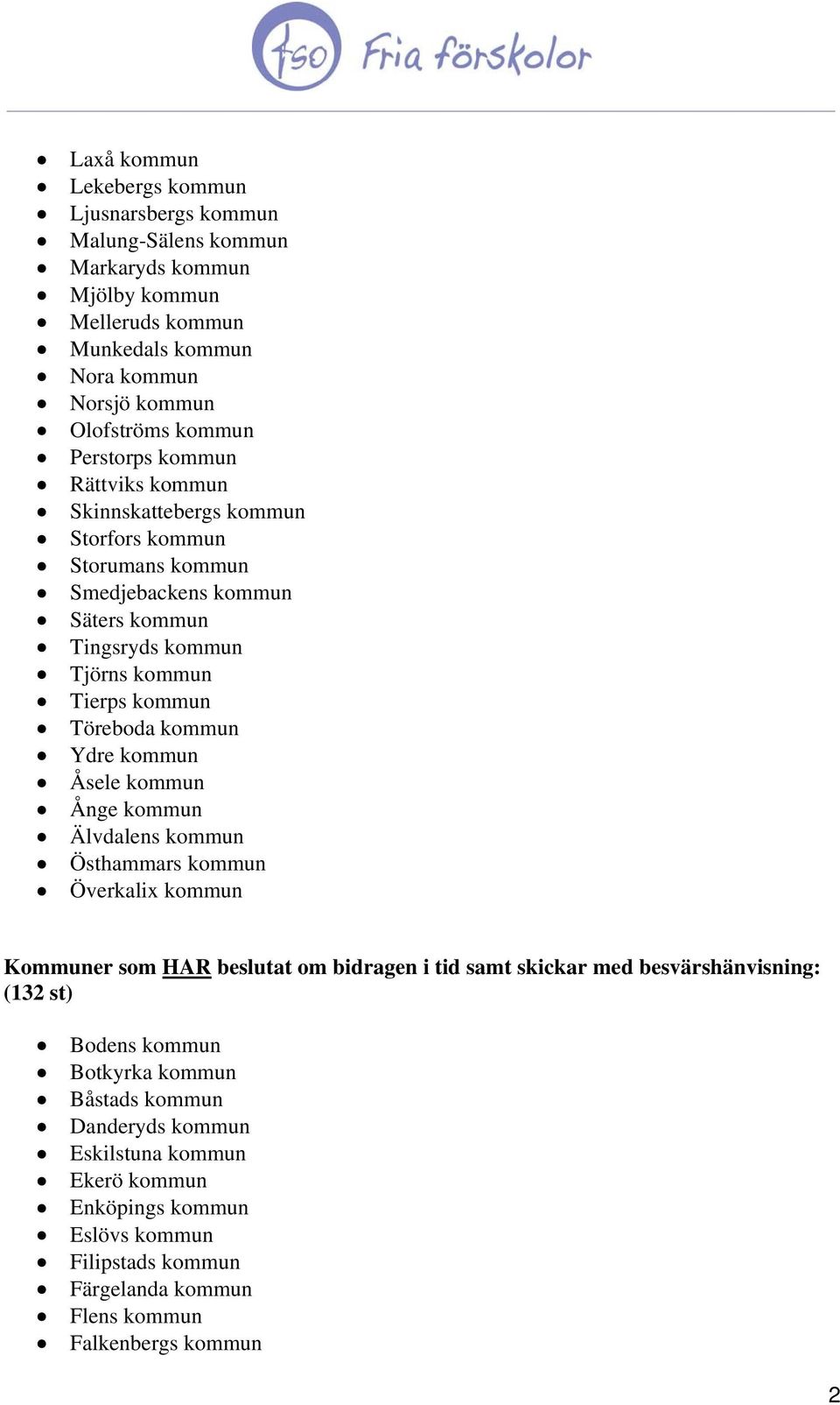 kommun Ydre kommun Åsele kommun Ånge kommun Älvdalens kommun Östhammars kommun Överkalix kommun Kommuner som HAR beslutat om bidragen i tid samt skickar med besvärshänvisning: (132 st)