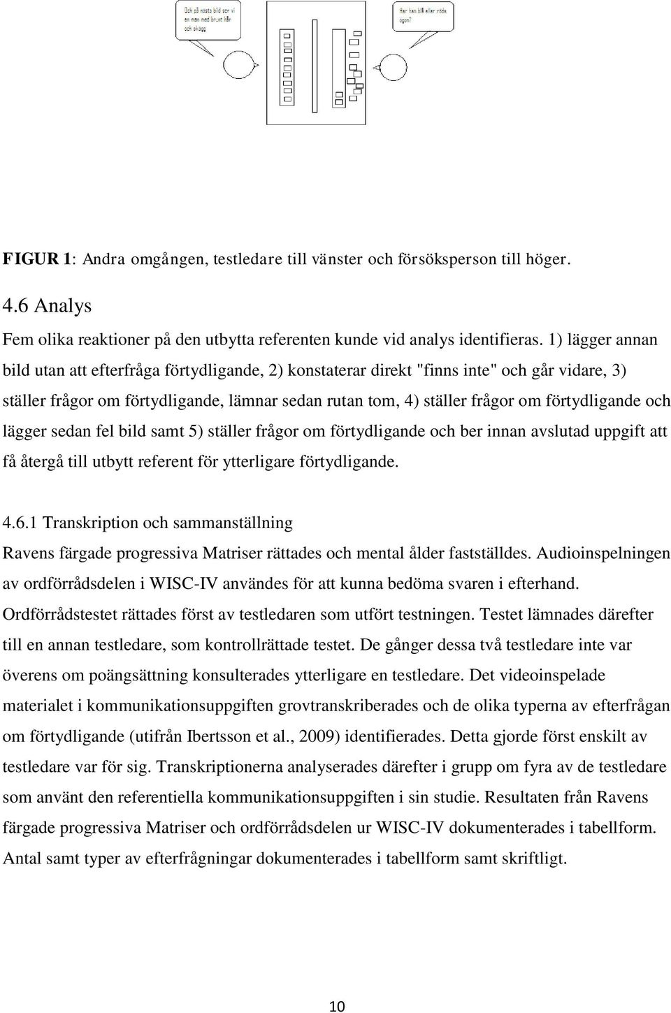 förtydligande och lägger sedan fel bild samt 5) ställer frågor om förtydligande och ber innan avslutad uppgift att få återgå till utbytt referent för ytterligare förtydligande. 4.6.