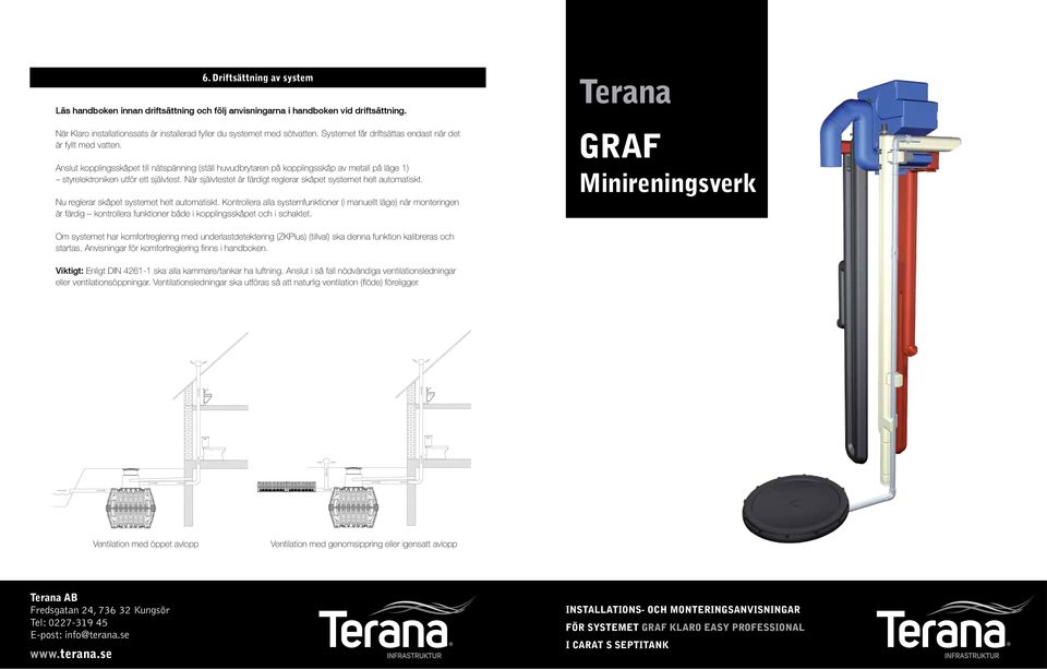 Only n can När Klaro system installationssats be commissioned. är installerad fyller du systemet med sötvatten. Systemet får driftsättas endast när det är fyllt med vatten.