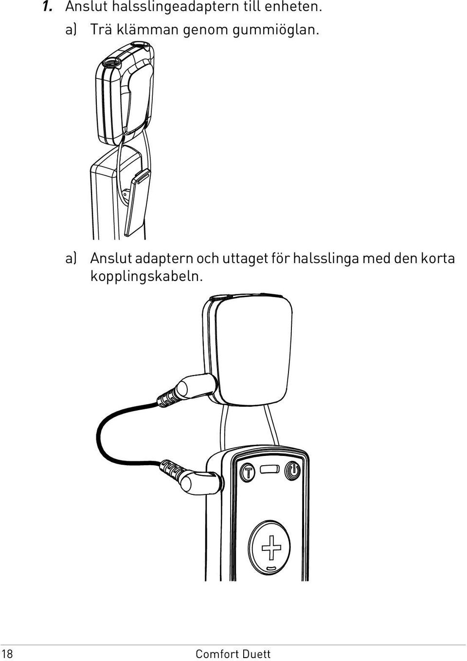 a) Trä klämman genom gummiöglan.