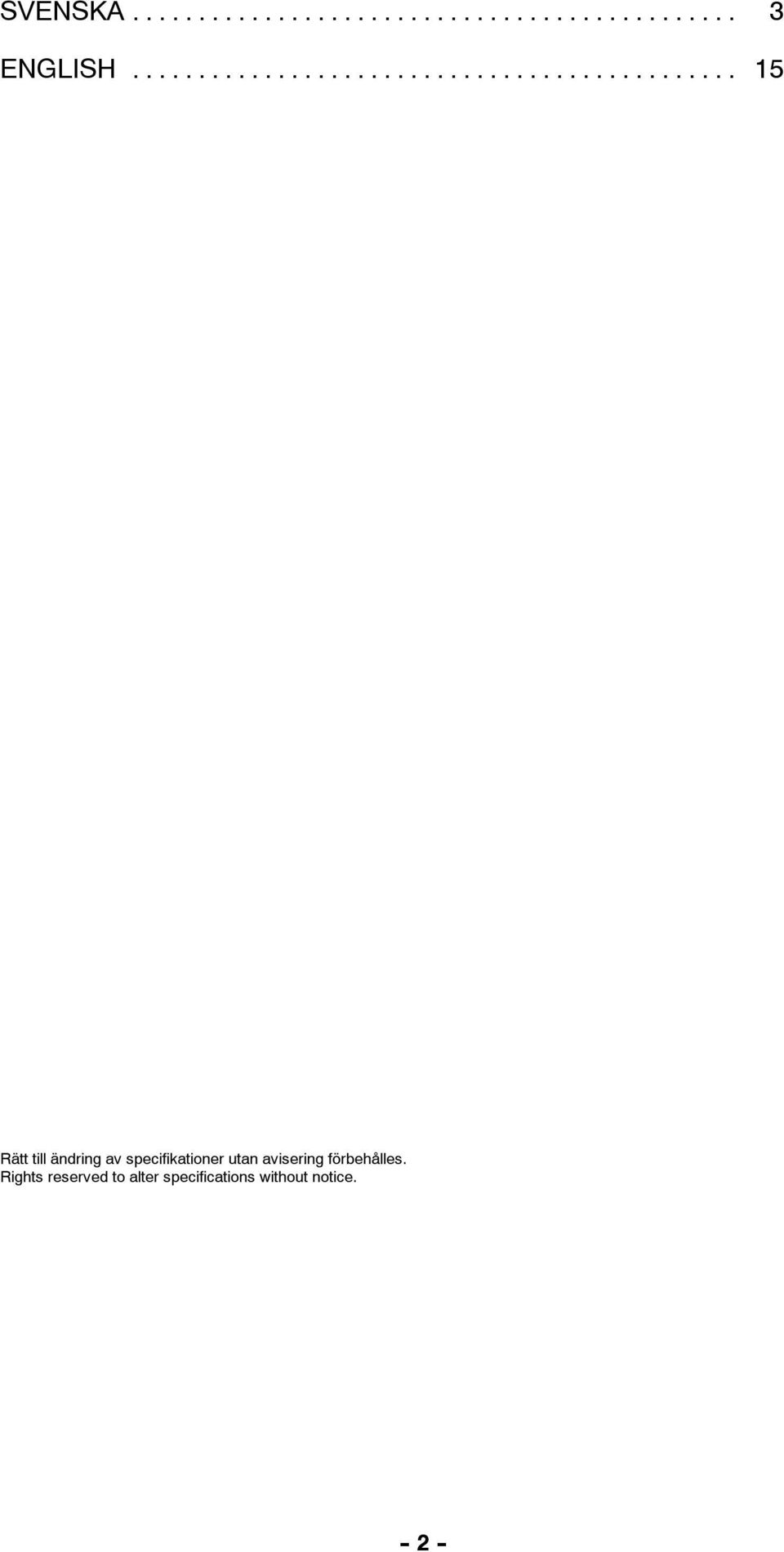 specifikationer utan avisering