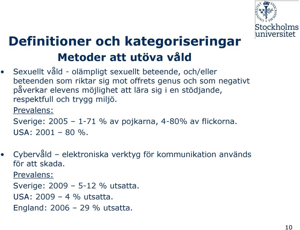 miljö. Prevalens: Sverige: 2005 1-71 % av pojkarna, 4-80% av flickorna. USA: 2001 80 %.