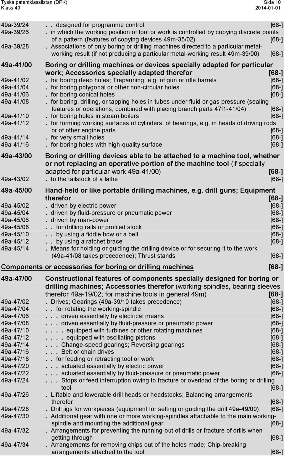 Associations of only boring or drilling machines directed to a particular metalworking result (if not producing a particular metal-working result 49m-39/00) [68-] 49a-41/00 Boring or drilling