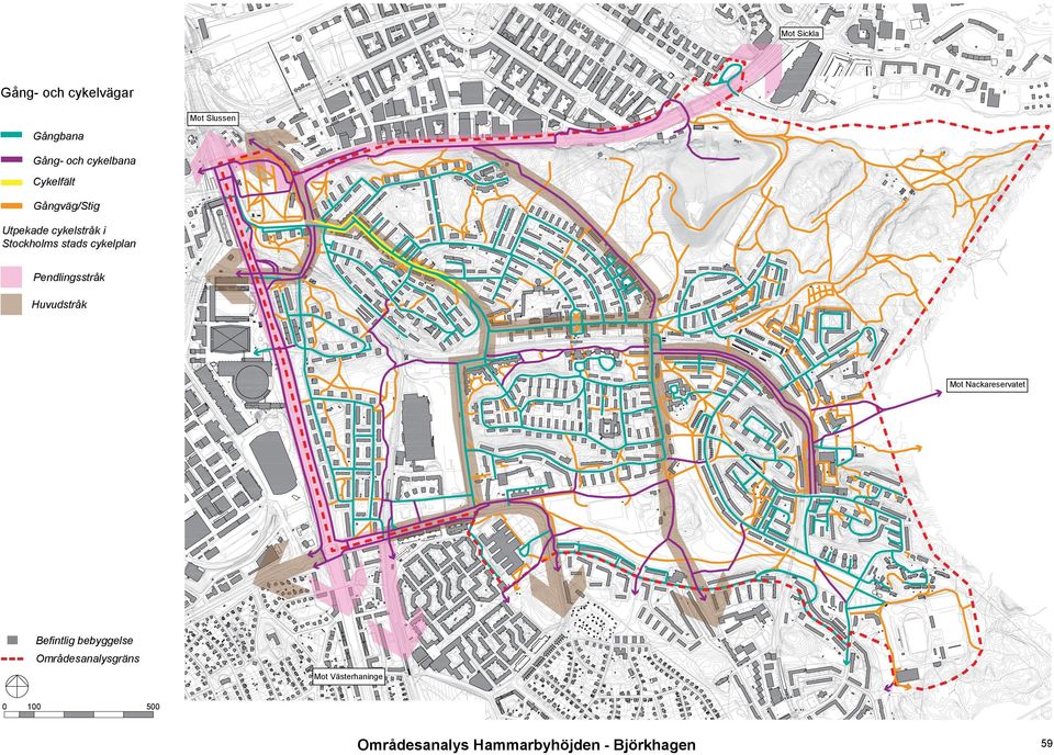 stads cykelplan Pendlingsstråk Huvudstråk Mot Nackareservatet