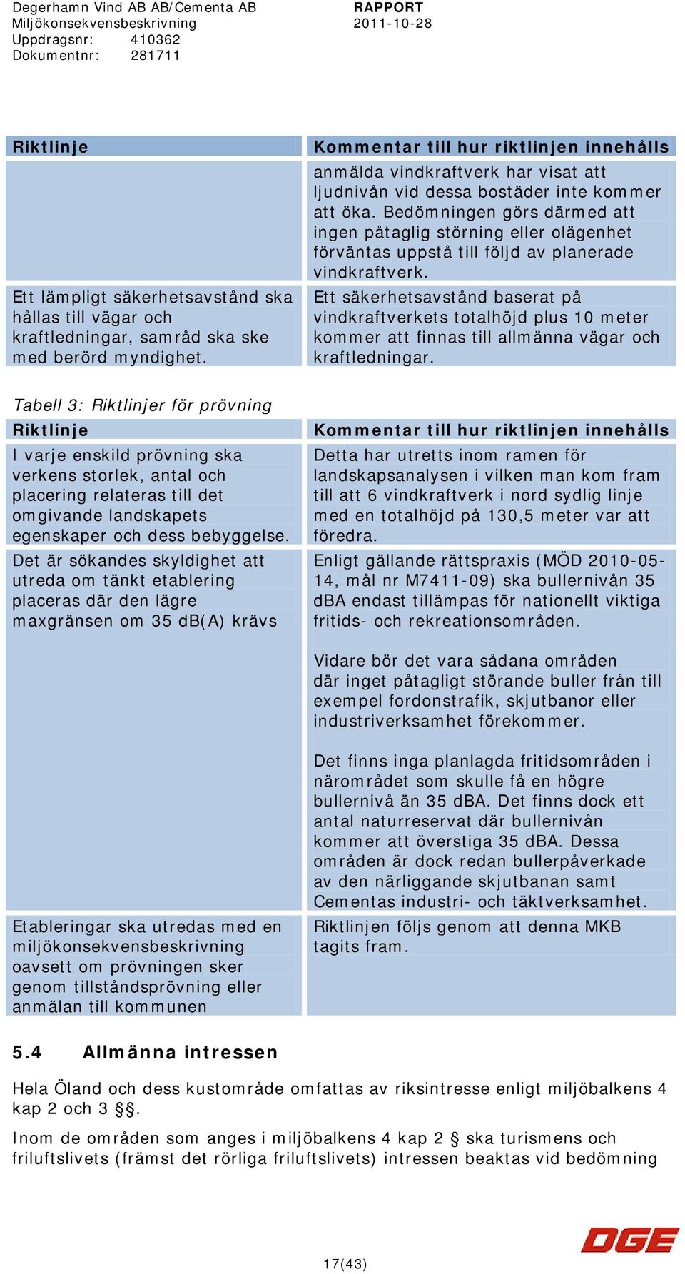 Bedömningen görs därmed att ingen påtaglig störning eller olägenhet förväntas uppstå till följd av planerade vindkraftverk.