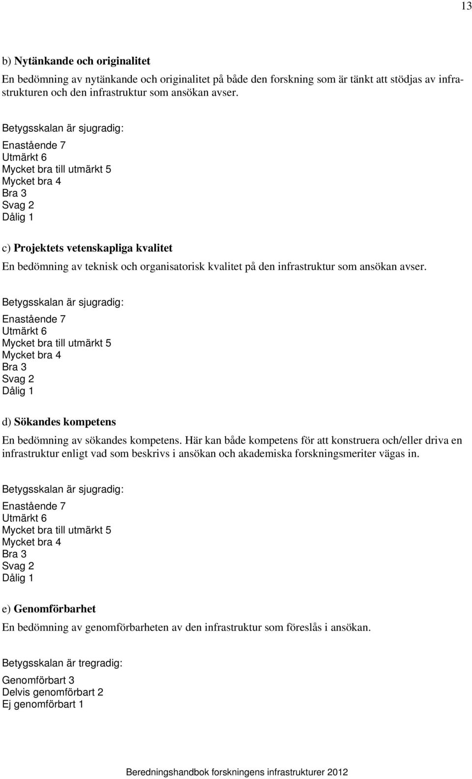 på den infrastruktur som ansökan avser.