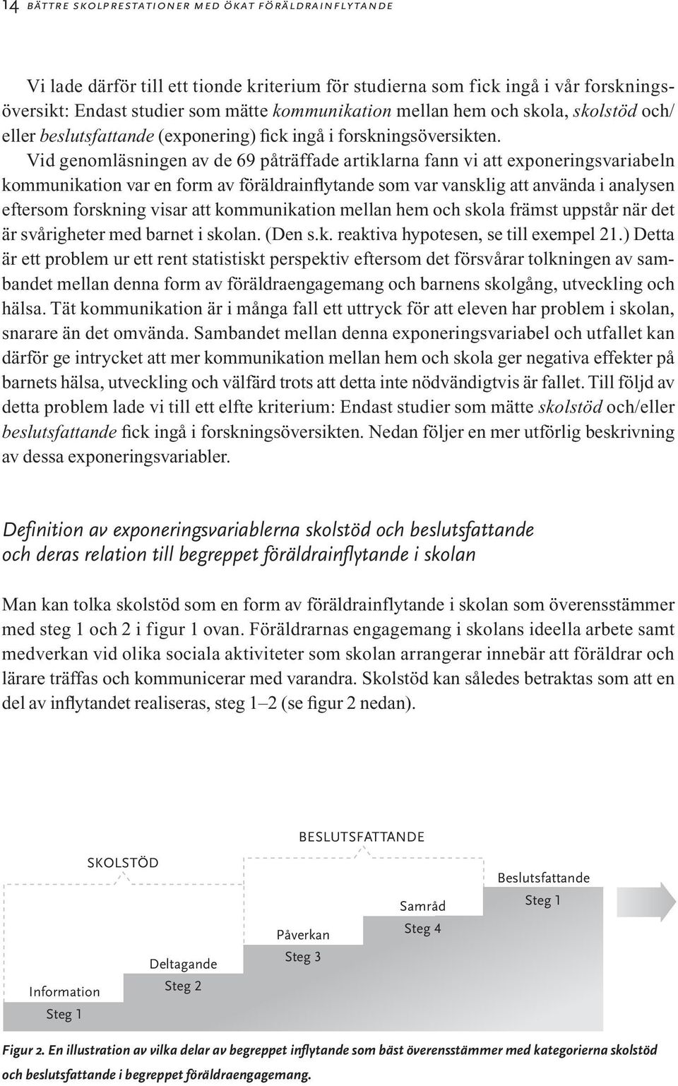 Vid genomläsningen av de 69 påträffade artiklarna fann vi att exponeringsvariabeln kommunikation var en form av föräldrainflytande som var vansklig att använda i analysen eftersom forskning visar att