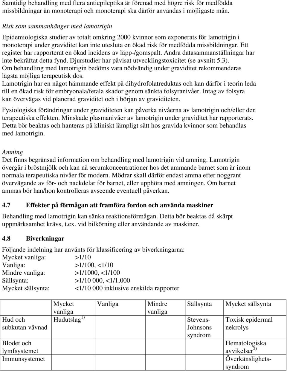 missbildningar. Ett register har rapporterat en ökad incidens av läpp-/gomspalt. Andra datasammanställningar har inte bekräftat detta fynd. Djurstudier har påvisat utvecklingstoxicitet (se avsnitt 5.