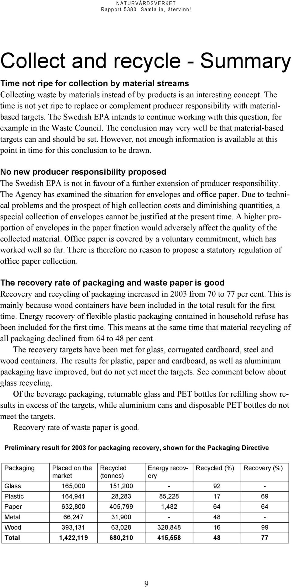 The conclusion may very well be that material-based targets can and should be set. However, not enough information is available at this point in time for this conclusion to be drawn.