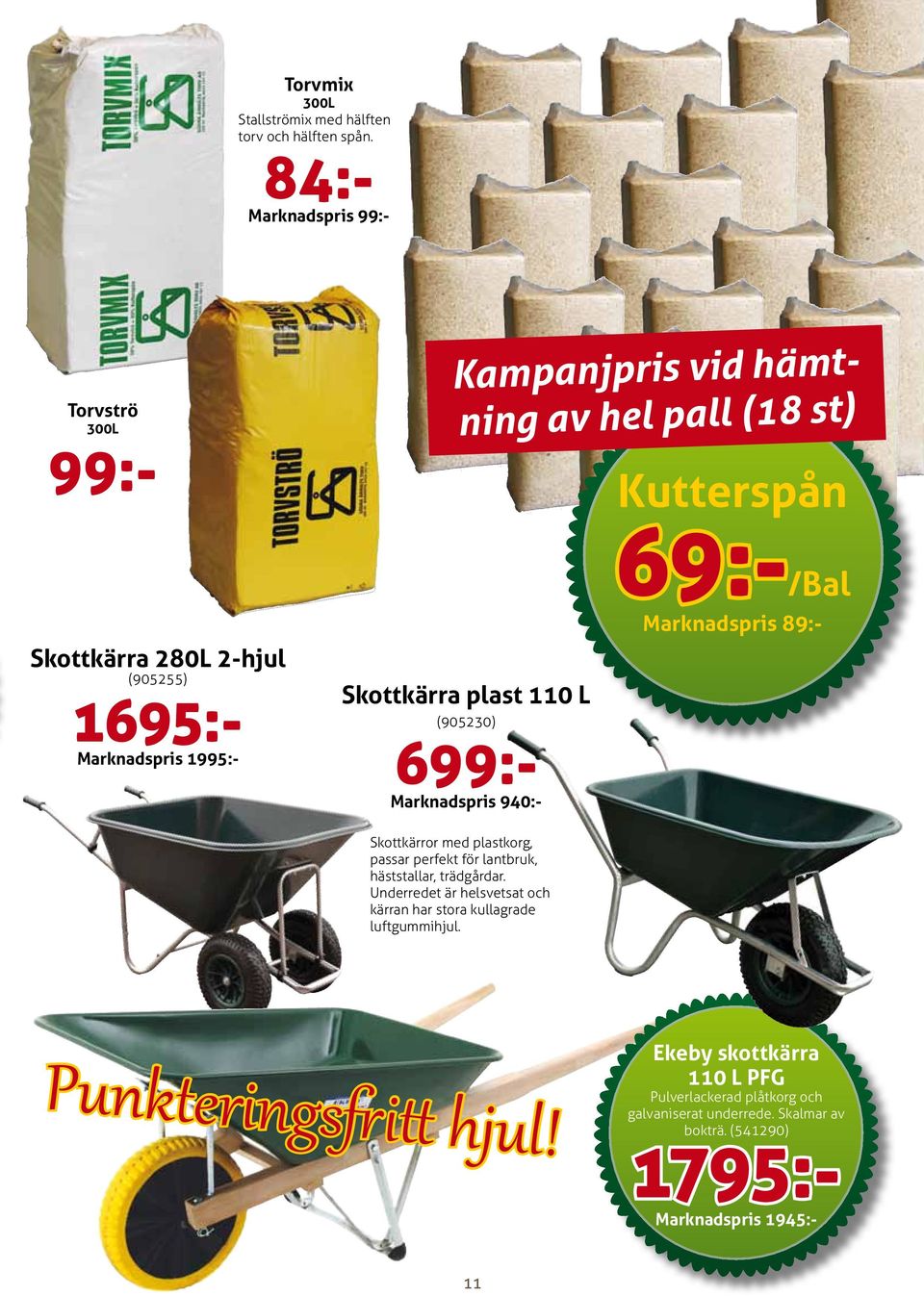 1995:- Skottkärra plast 110 L (905230) 699:- Marknadspris 940:- 69:-/Bal Marknadspris 89:- Skottkärror med plastkorg, passar perfekt för lantbruk,