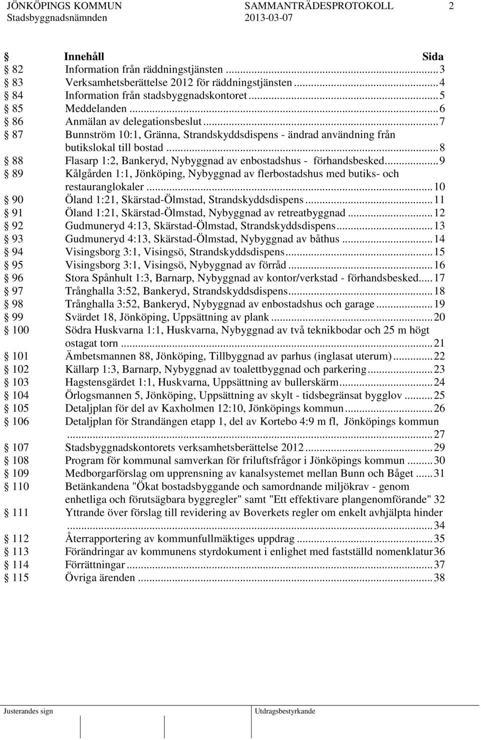 .. 8 88 Flasarp 1:2, Bankeryd, Nybyggnad av enbostadshus - förhandsbesked... 9 89 Kålgården 1:1, Jönköping, Nybyggnad av flerbostadshus med butiks- och restauranglokaler.