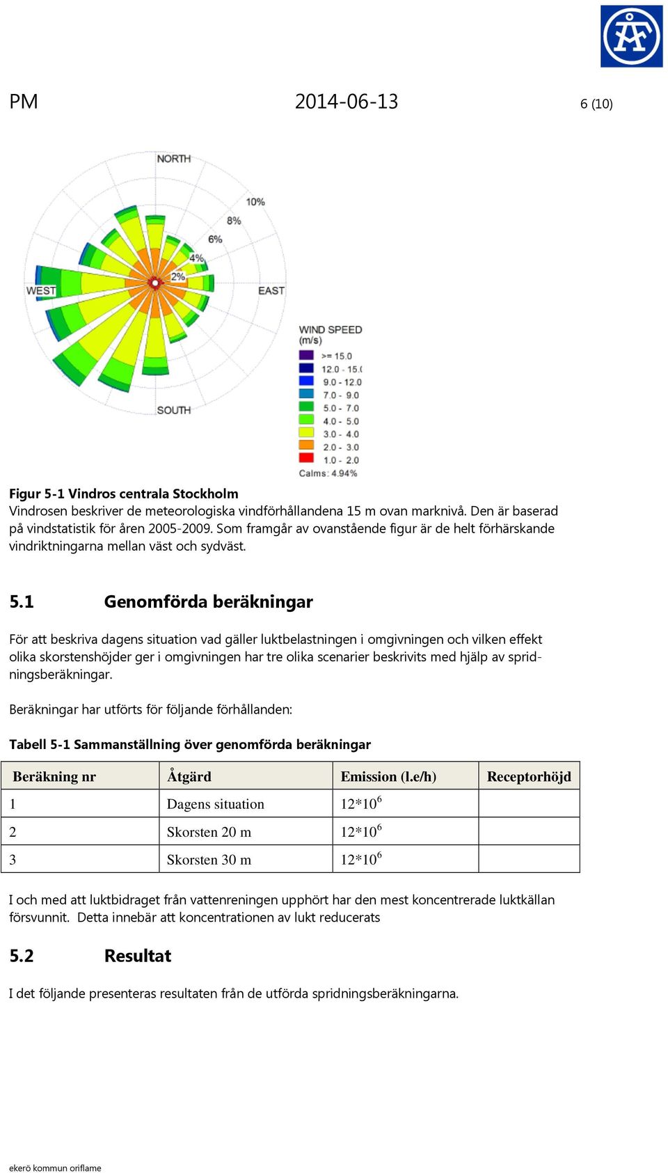 1 Genomförda beräkningar För att beskriva dagens situation vad gäller luktbelastningen i omgivningen och vilken effekt olika skorstenshöjder ger i omgivningen har tre olika scenarier beskrivits med