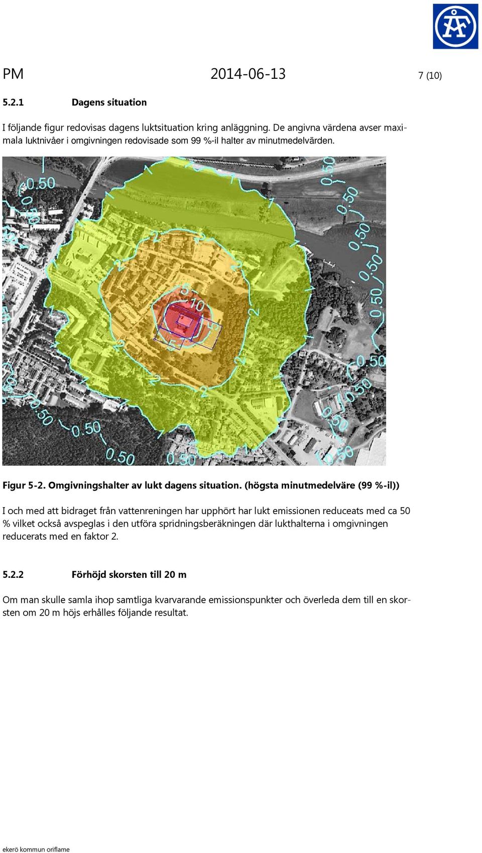 (högsta minutmedelväre (99 %-il)) I och med att bidraget från vattenreningen har upphört har lukt emissionen reduceats med ca 50 % vilket också avspeglas i den utföra