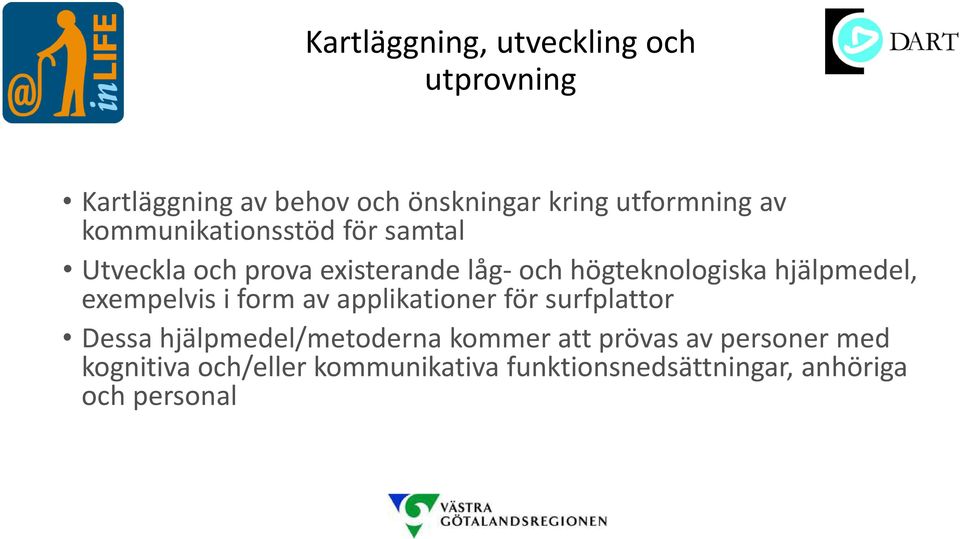 hjälpmedel, exempelvis i form av applikationer för surfplattor Dessa hjälpmedel/metoderna kommer