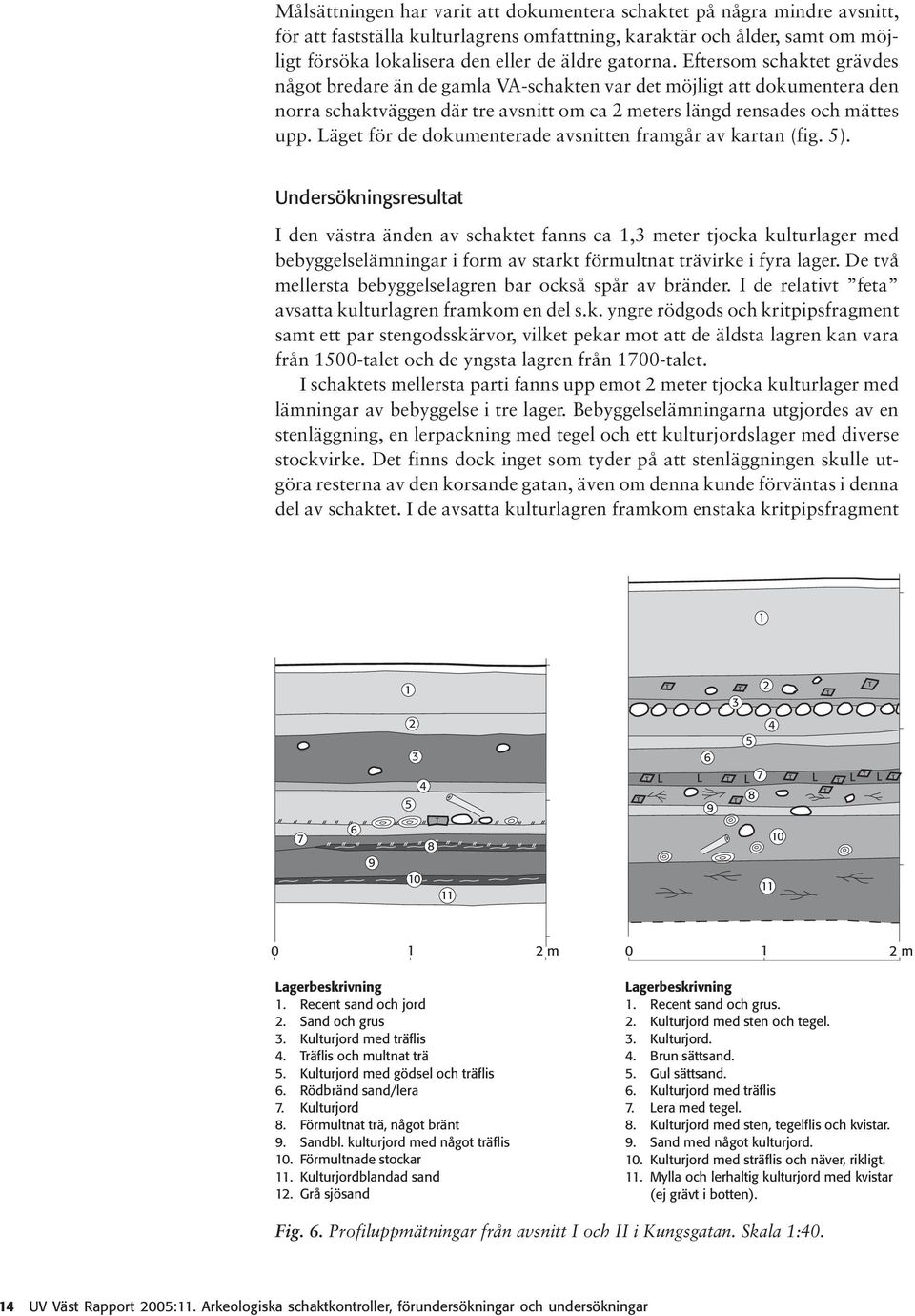 Läget för de dokumenterade avnitten framgår av kartan (fig. 5).