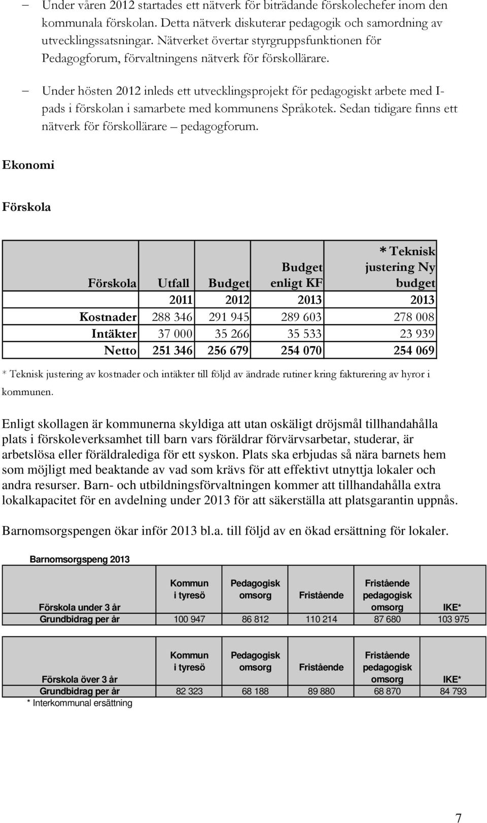 Under hösten 2012 inleds ett utvecklingsprojekt för pedagogiskt arbete med I- pads i förskolan i samarbete med kommunens Språkotek. Sedan tidigare finns ett nätverk för förskollärare pedagogforum.