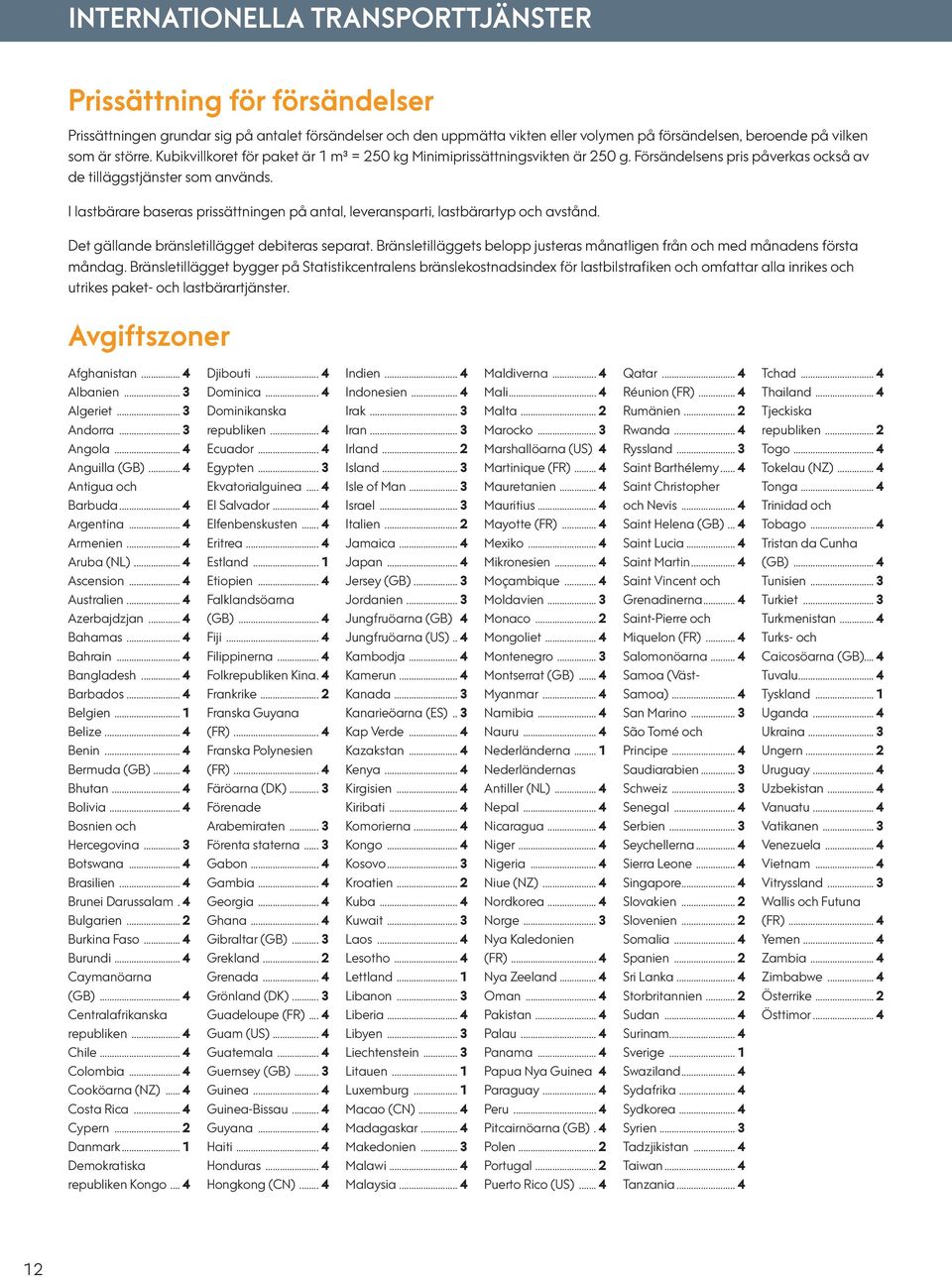 I lastbärare baseras prissättningen på antal, leveransparti, lastbärartyp och avstånd. Det gällande bränsletillägget debiteras separat.