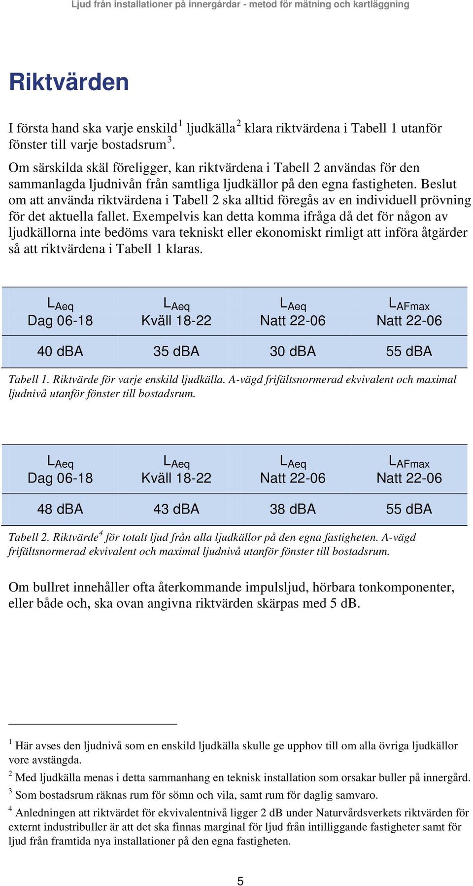 Beslut om att använda riktvärdena i Tabell 2 ska alltid föregås av en individuell prövning för det aktuella fallet.