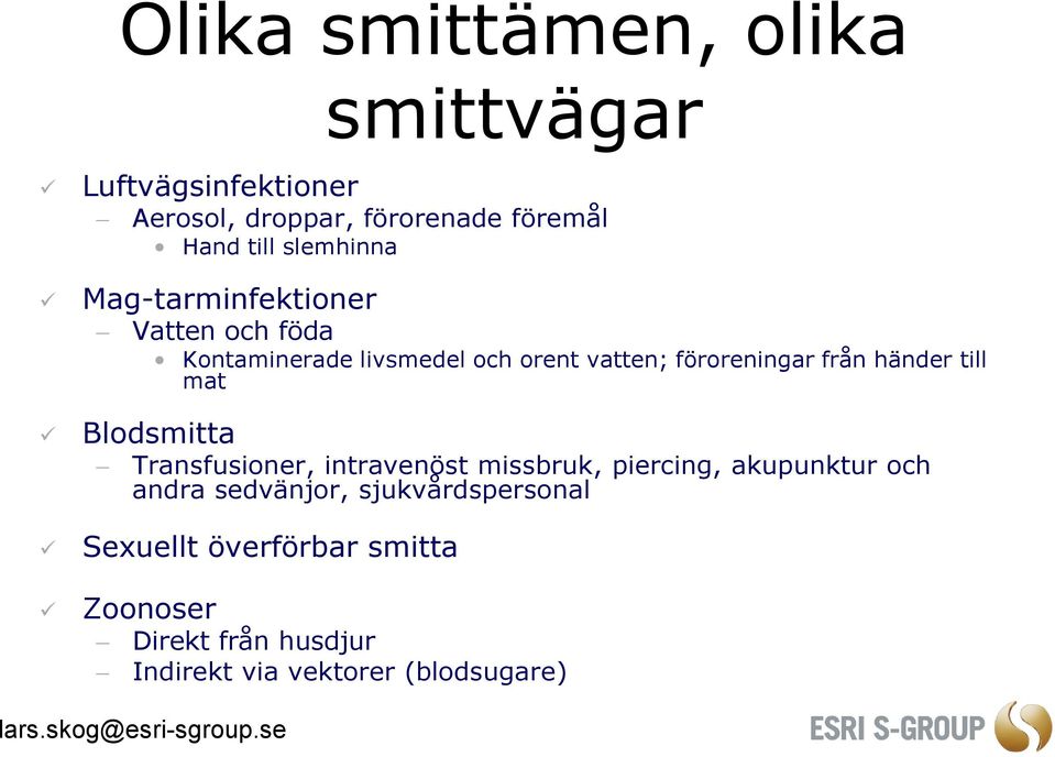 händer till mat Blodsmitta Transfusioner, intravenöst missbruk, piercing, akupunktur och andra sedvänjor,