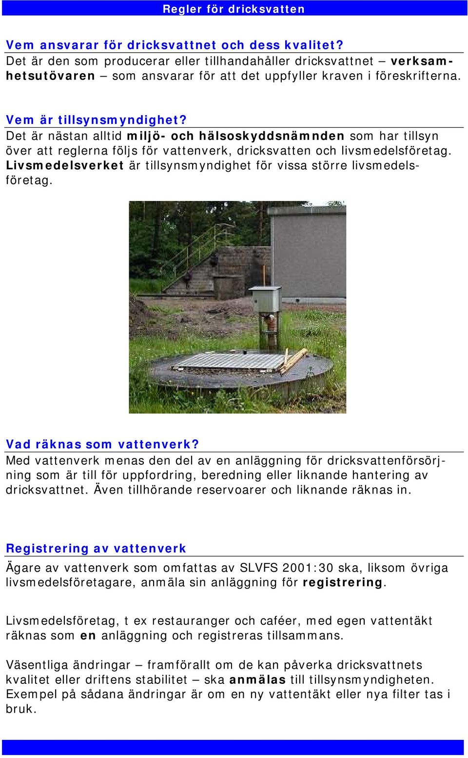 Livsmedelsverket är tillsynsmyndighet för vissa större livsmedelsföretag. Vad räknas som vattenverk?