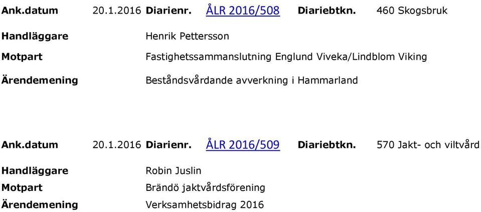 Viking Beståndsvårdande avverkning i Hammarland Ank.datum 20.1.2016 Diarienr.