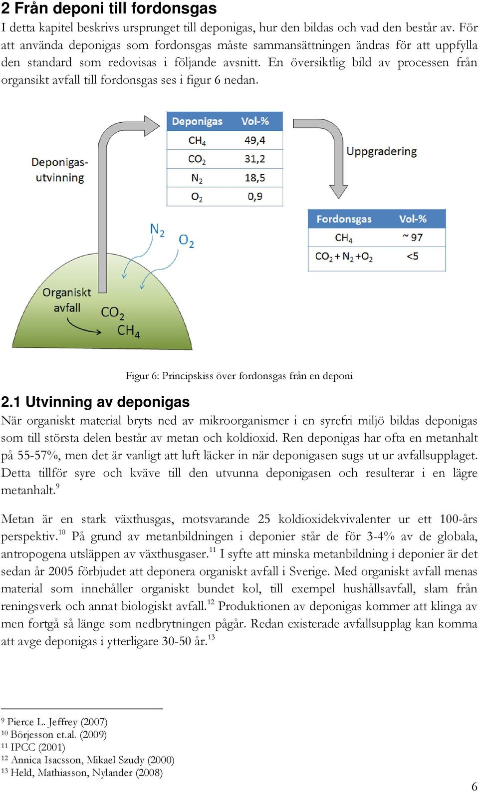 En översiktlig bild av processen från organsikt avfall till fordonsgas ses i figur 6 nedan. Figur 6: Principskiss över fordonsgas från en deponi 2.