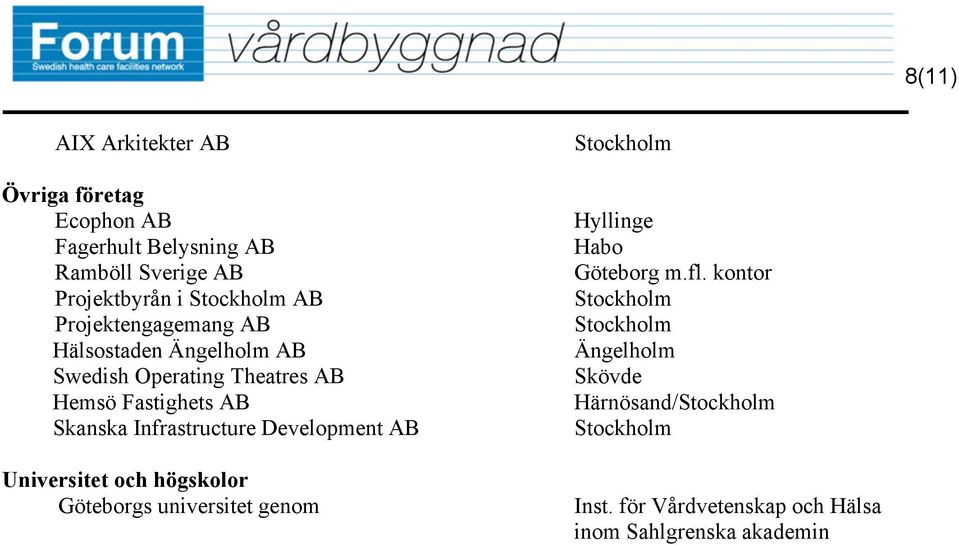 Skanska Infrastructure Development AB Universitet och högskolor Göteborgs universitet genom Hyllinge Habo