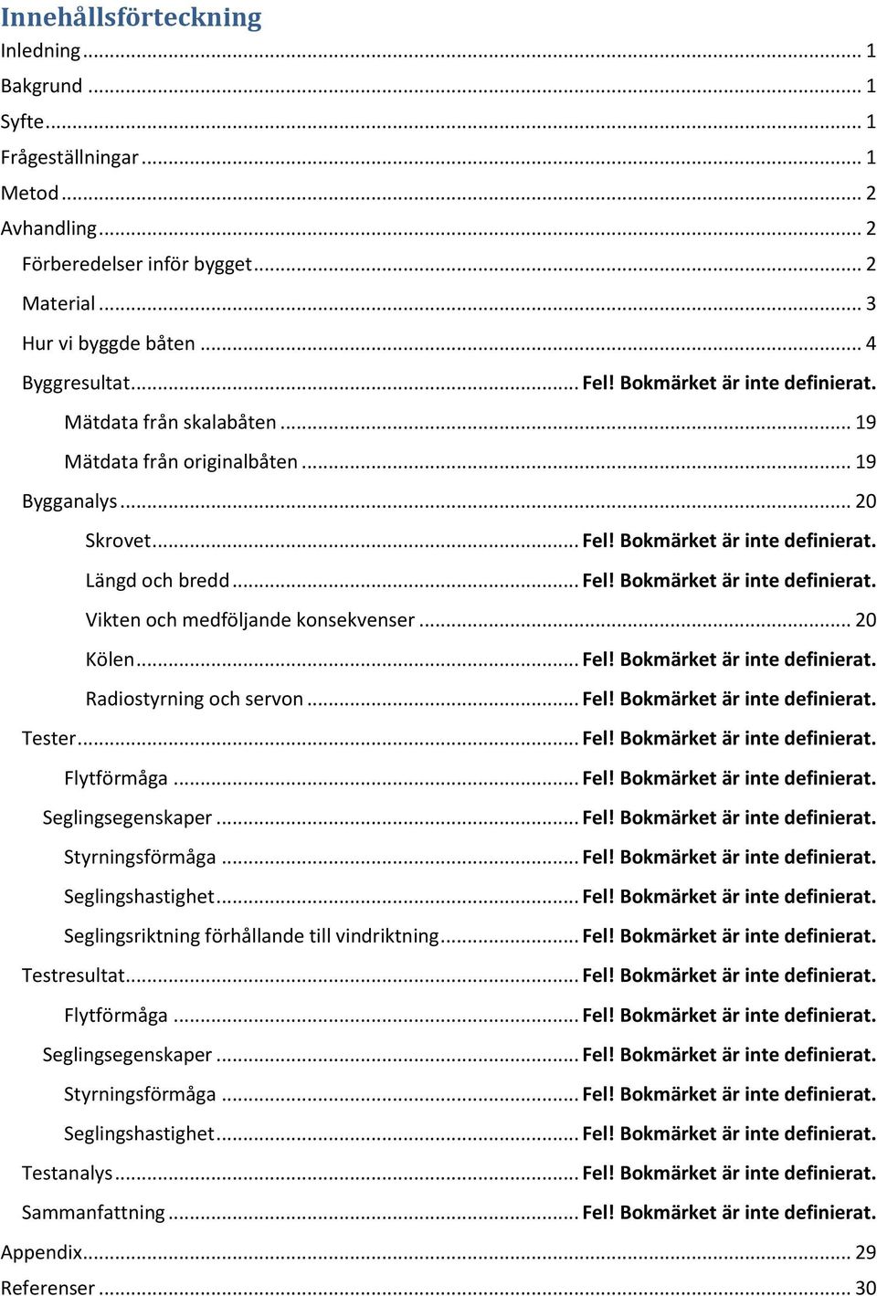 .. 20 Kölen... Fel! Bokmärket är inte definierat. Radiostyrning och servon... Fel! Bokmärket är inte definierat. Tester... Fel! Bokmärket är inte definierat. Flytförmåga... Fel! Bokmärket är inte definierat. Seglingsegenskaper.