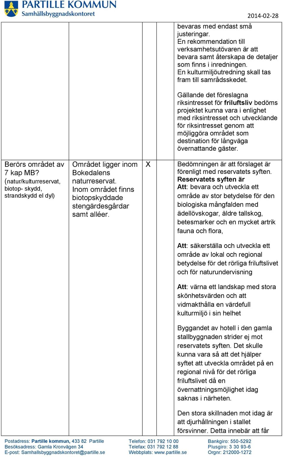 Gällande det föreslagna riksintresset för friluftsliv bedöms projektet kunna vara i enlighet med riksintresset och utvecklande för riksintresset genom att möjliggöra området som destination för