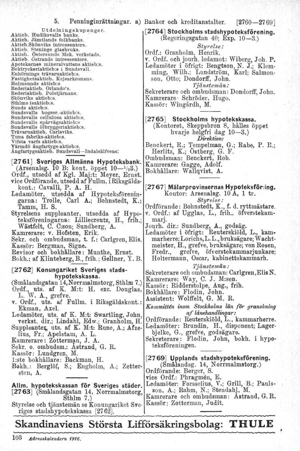 Orlando's. Rederiaktieb. Polstjärnans. Skönviks aktieb:s. Sthlms isaktieb:s. Sunds aktieb:s. SundsvalIs bogser.vaktieb:s. SundsvalIs cellulosa aktieb:s..sundeva.