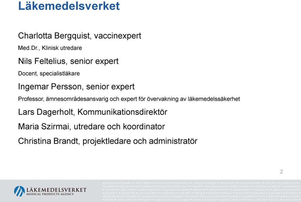 senior expert Professor, ämnesområdesansvarig och expert för övervakning av