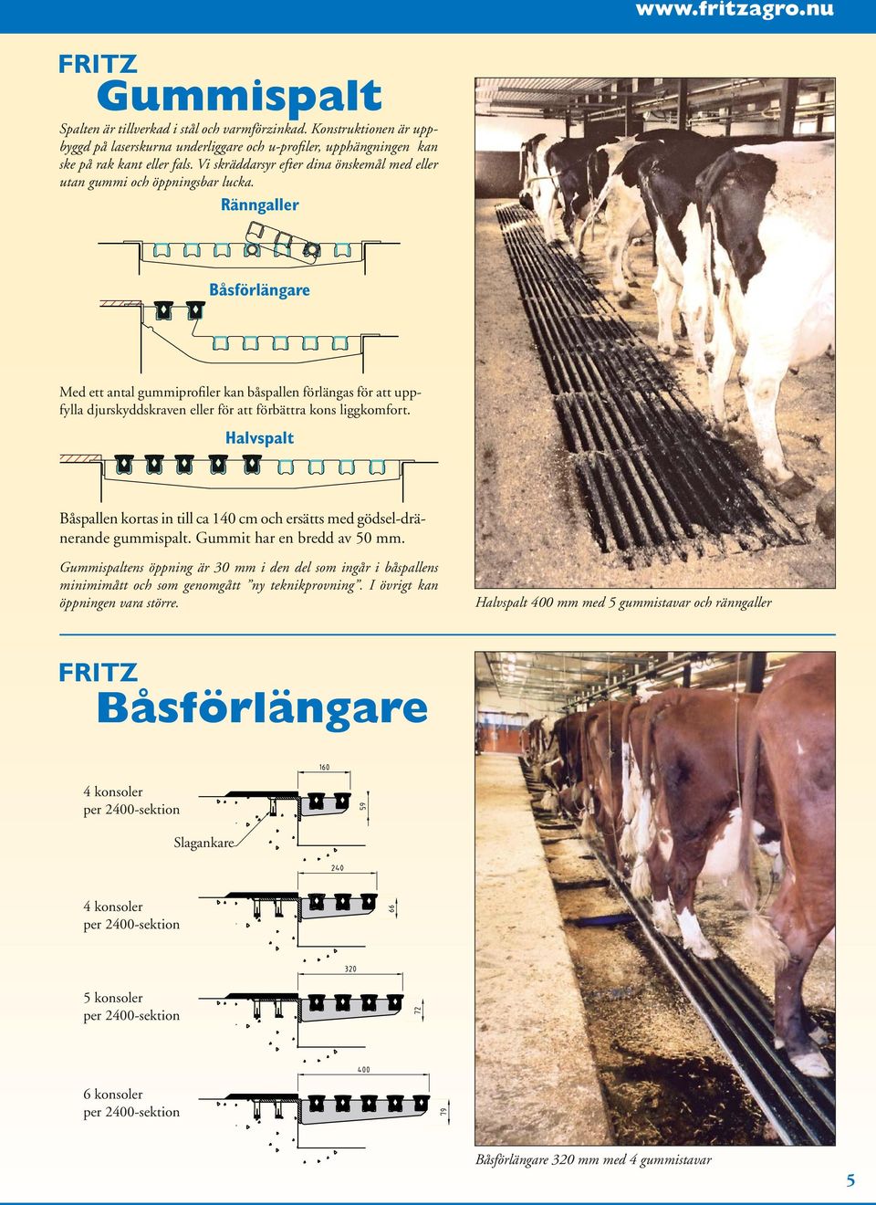 Ränngaller Båsförlängare Med ett antal gummiprfiler kan båspallen förlängas för att uppfylla djurskyddskraven eller för att förbättra kns liggkmfrt.