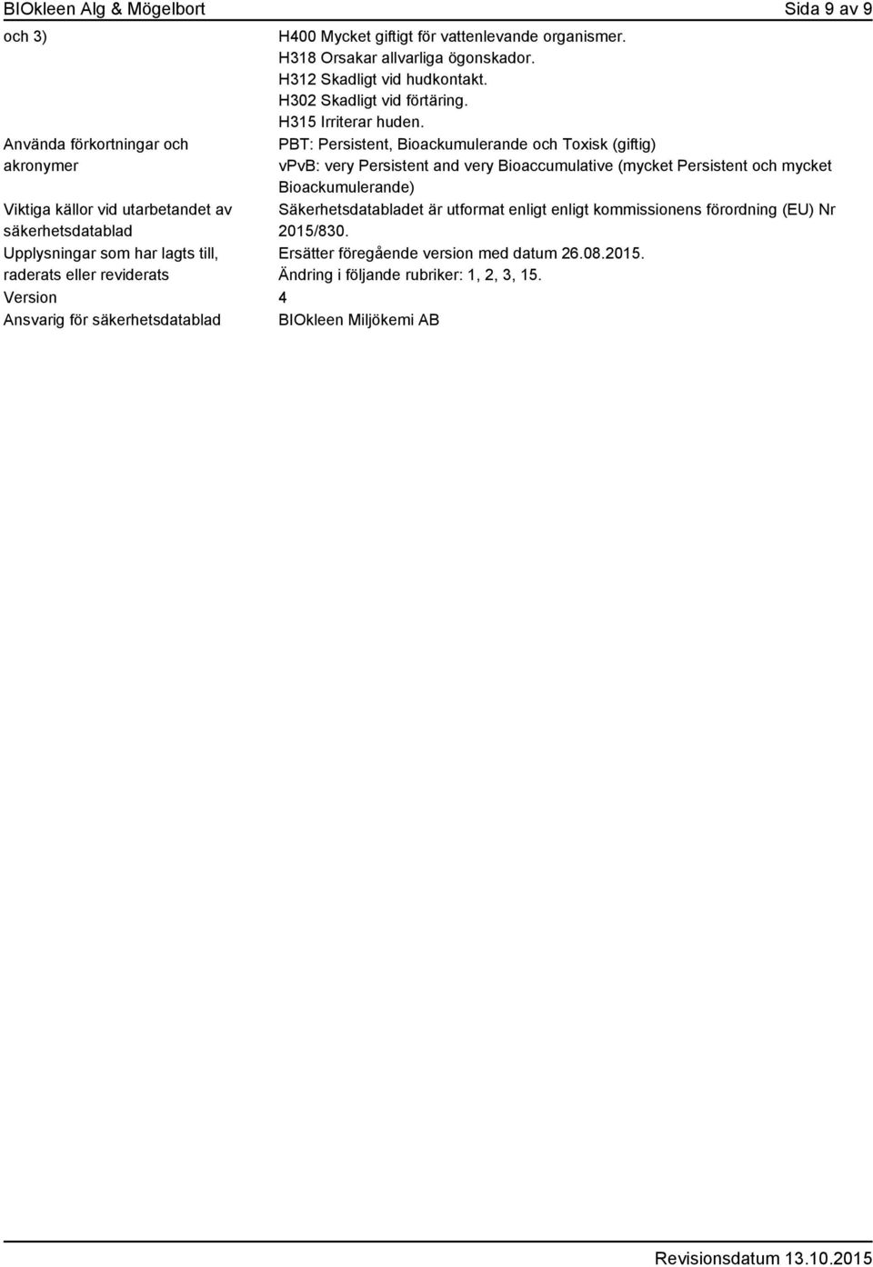 H312 Skadligt vid hudkontakt. H302 Skadligt vid förtäring. H315 Irriterar huden.
