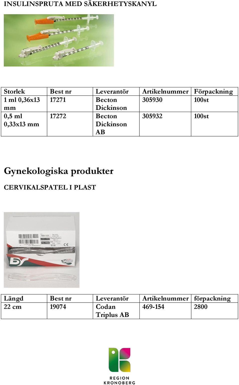17272 Becton Dickinson 305932 100st Gynekologiska produkter CERVIKALSPATEL I PLAST