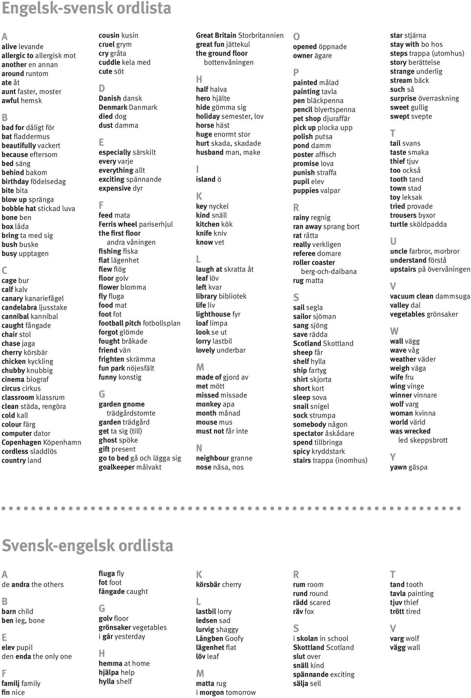 candelabra ljusstake cannibal kannibal caught fångade chair stol chase jaga cherry körsbär chicken kyckling chubby knubbig cinema biograf circus cirkus classroom klassrum clean städa, rengöra cold