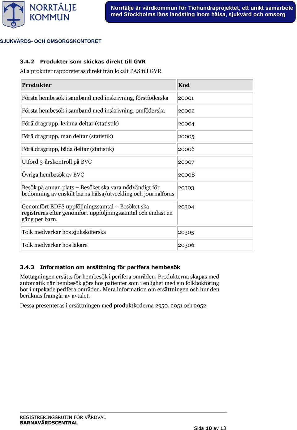 på BVC 20007 Övriga hembesök av BVC 20008 Besök på annan plats Besöket ska vara nödvändigt för bedömning av enskilt barns hälsa/utveckling och journalföras Genomfört EDPS uppföljningssamtal Besöket