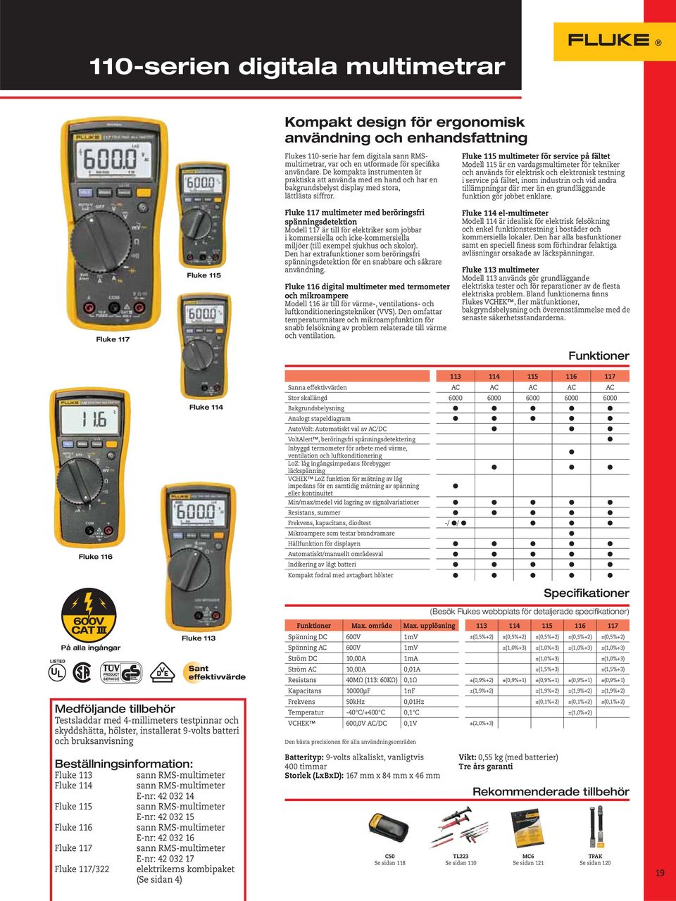 Fluke 115 multimeter för service på fältet Modell 115 är en vardagsmultimeter för tekniker och används för elektrisk och elektronisk testning i service på fältet, inom industrin och vid andra