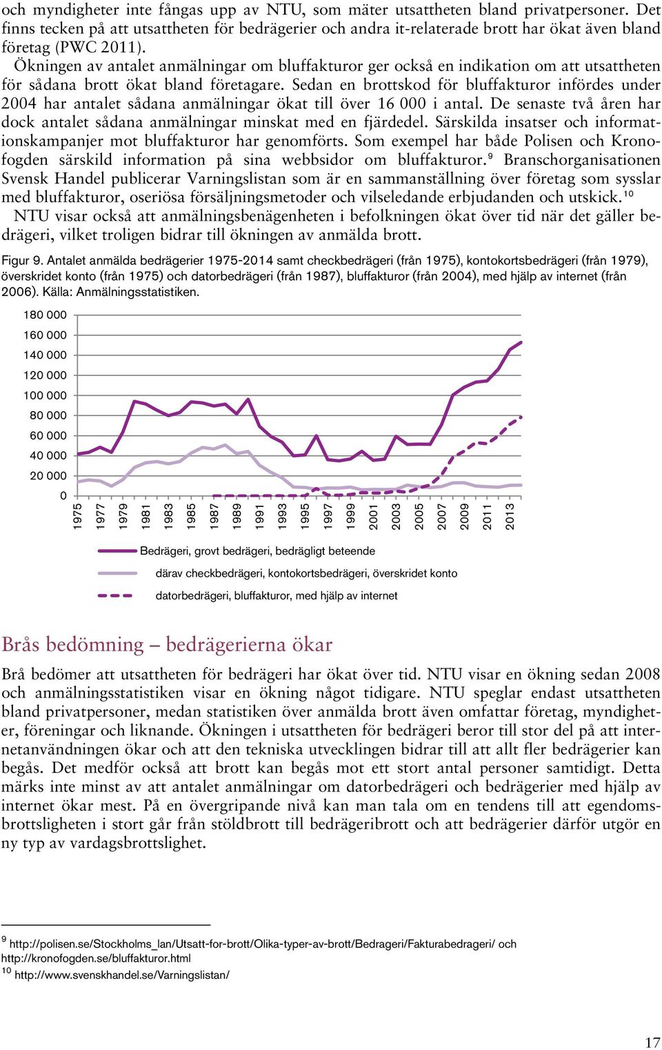 Ökningen av antalet anmälningar om bluffakturor ger också en indikation om att utsattheten för sådana brott ökat bland företagare.