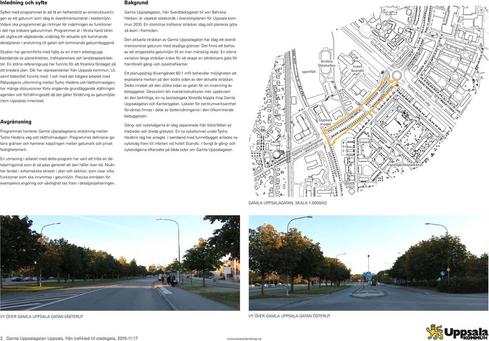 Programmet är i första hand tänkt att utgöra ett vägledande underlag för aktuella och kommande detaljplaner i anslutning till gatan och kommande gatuombyggand.