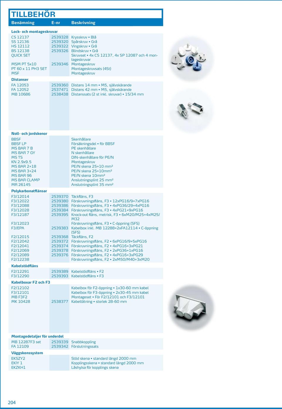 självskärande FA 12052 2537471 Distans 42 mm M5, självskärande MB 10686 2538438 Distanssats (2 st inkl.