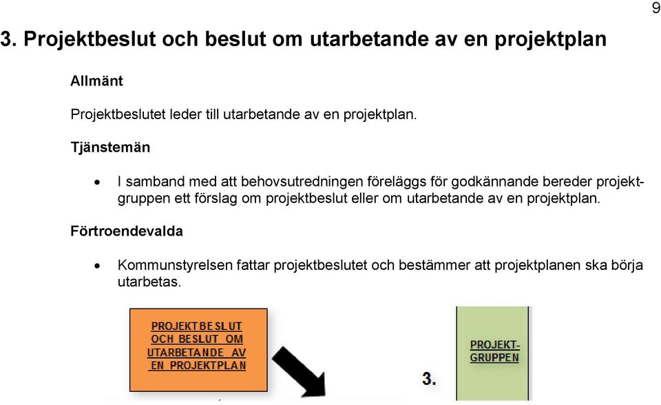 I samband med att behvsutredningen föreläggs för gdkännande bereder prjektgruppen ett