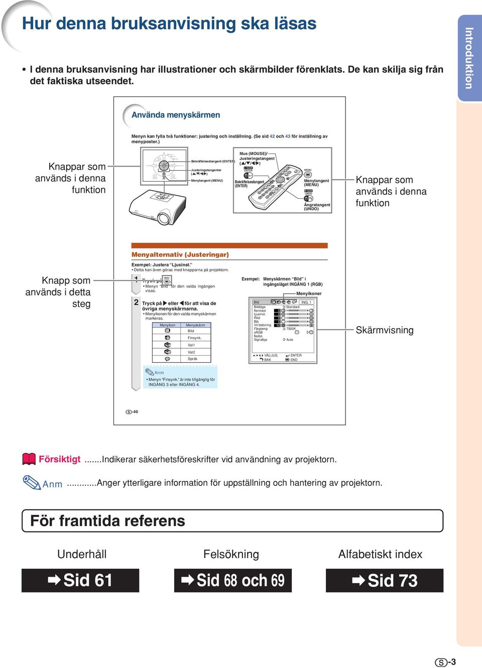 ) Knappar som används i denna funktion Mus (MOUSE)/ Justeringstangent Bekräftelsestangent () ('/"/\/ ) Justeringstangenter ('/"/\/ ) Menytangent (MENU) Bekräftelsestangent () Menytangent (MENU)