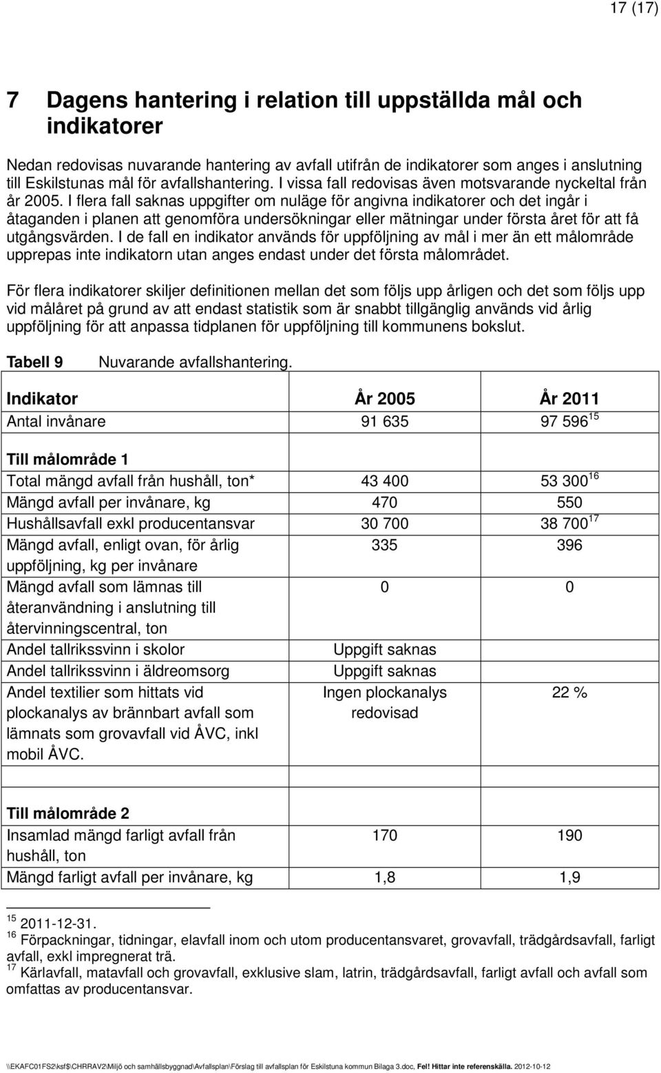 I flera fall saknas uppgifter om nuläge för angivna indikatorer och det ingår i åtaganden i planen att genomföra undersökningar eller mätningar under första året för att få utgångsvärden.