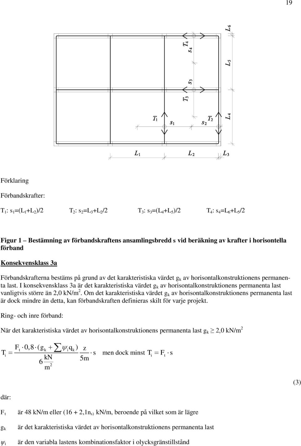 I konsekvensklass 3a är det karakteristiska värdet g k av horisontalkonstruktionens permanenta last vanligtvis större än 2,0 kn/m 2.